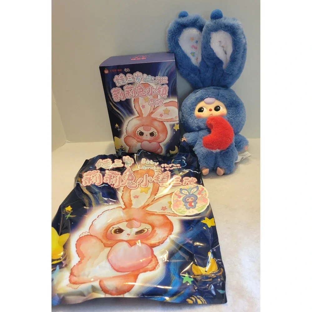 Baby Three Lily Rabbit Town V3 Confirmed Blue Bunny Boba Blind Box Plush Figure